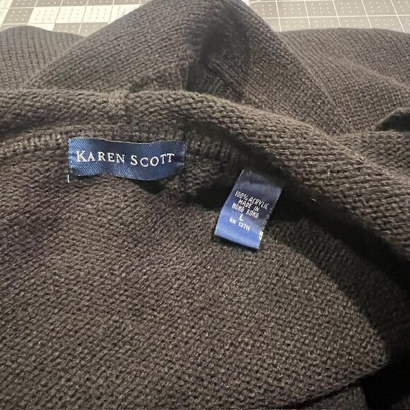 Karen Scott Black Hooded Cardigan Sweater Size L - Picture 9 of 9